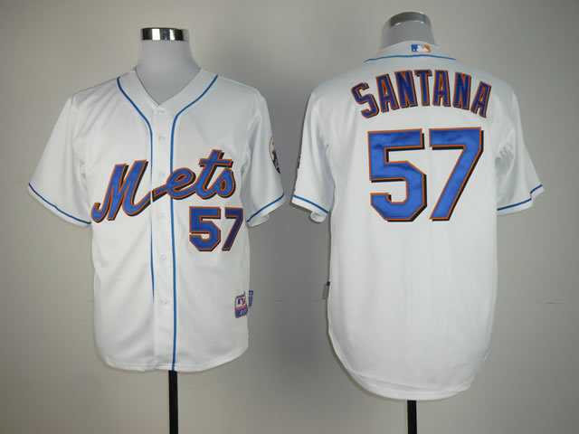Men New York Mets #57 Santana White MLB Jerseys->new york mets->MLB Jersey